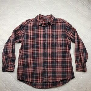 Wolverine red/black plaid long sleeve flannel button front shirt size XL